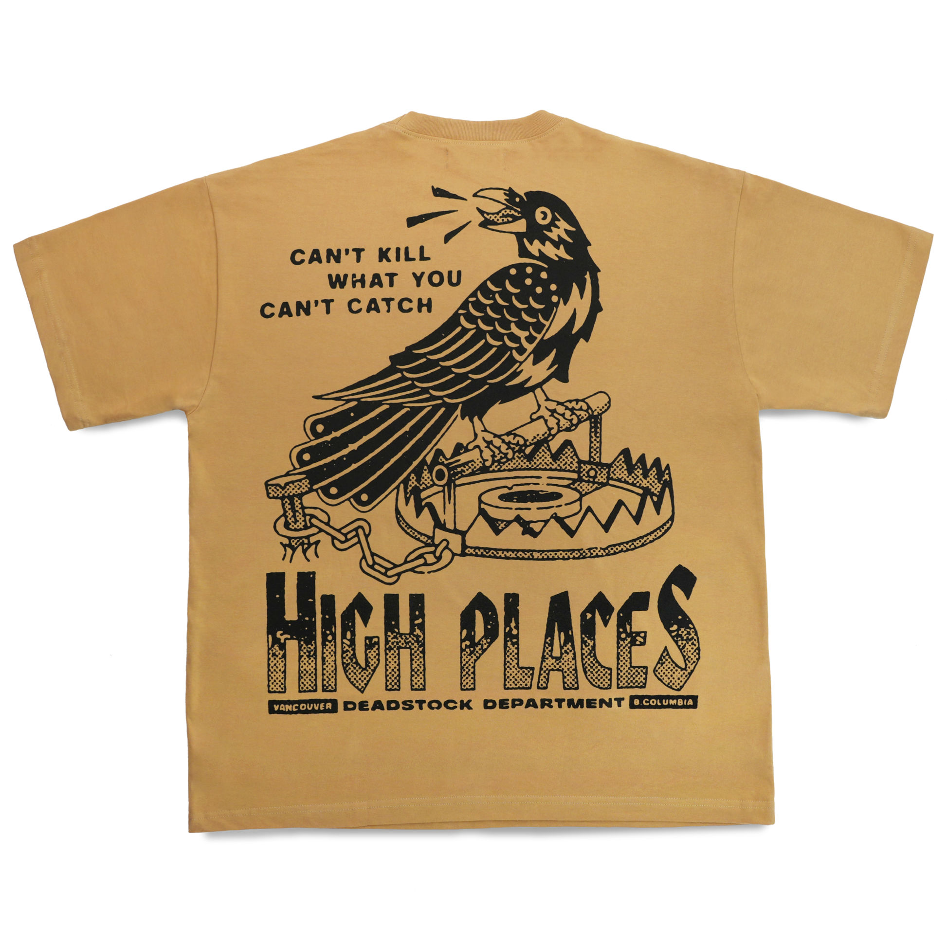 Golden Yellow Streetwear Tee. Boxy oversized fit with an oversized black screen print on the back.